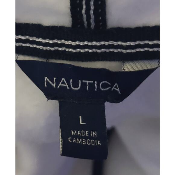 Nautica White & Navy Blue Striped Hoodie Large - Picture 6 of 7